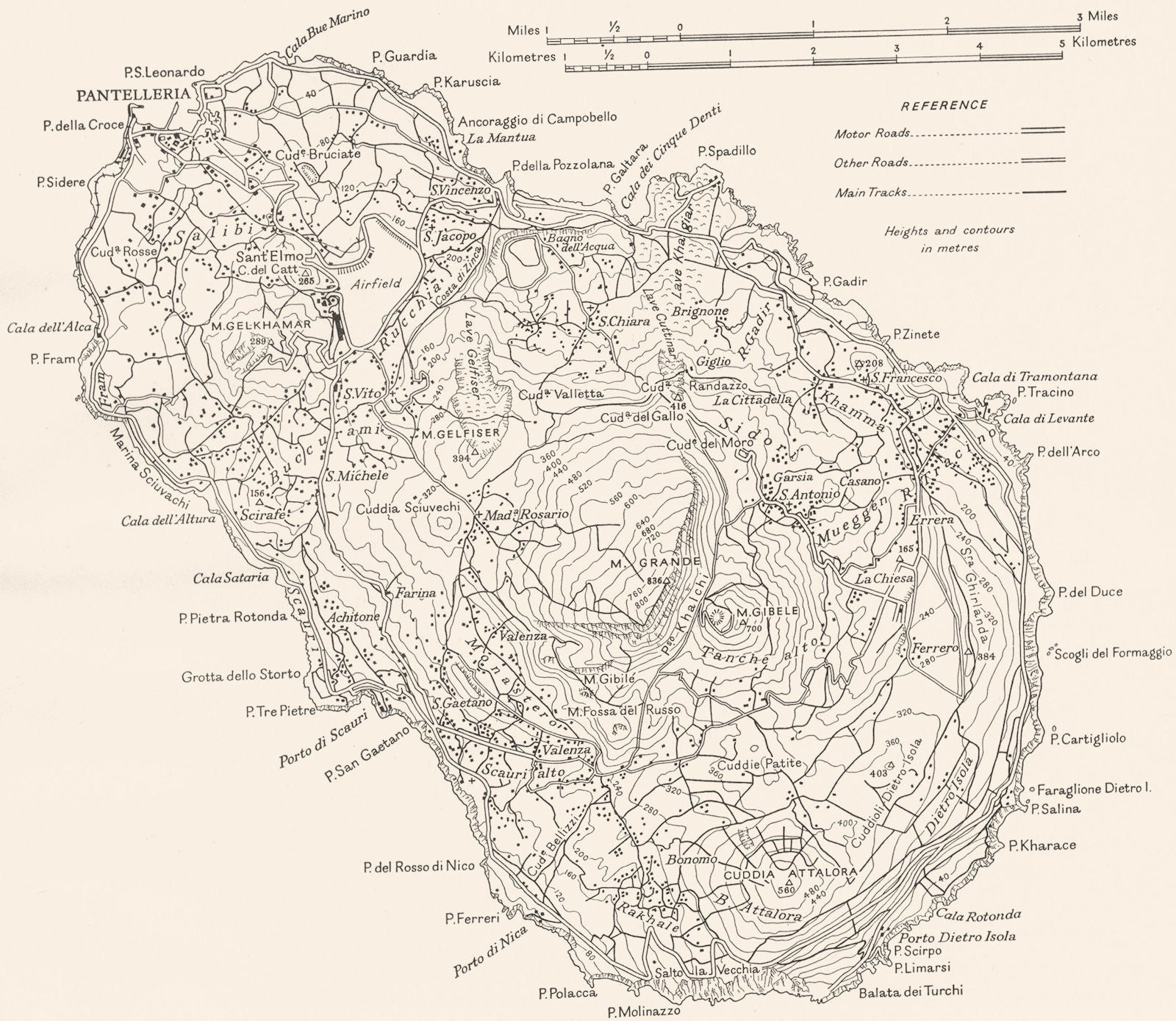 ITALY. Pantelleria 1945 old vintage map plan chart